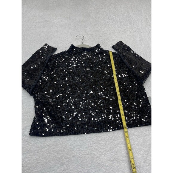 Anthropologie Pilcro Sweater Alani Cashmere Mock Neck Sequin Preppy Size XSP NWT - Picture 4 of 11